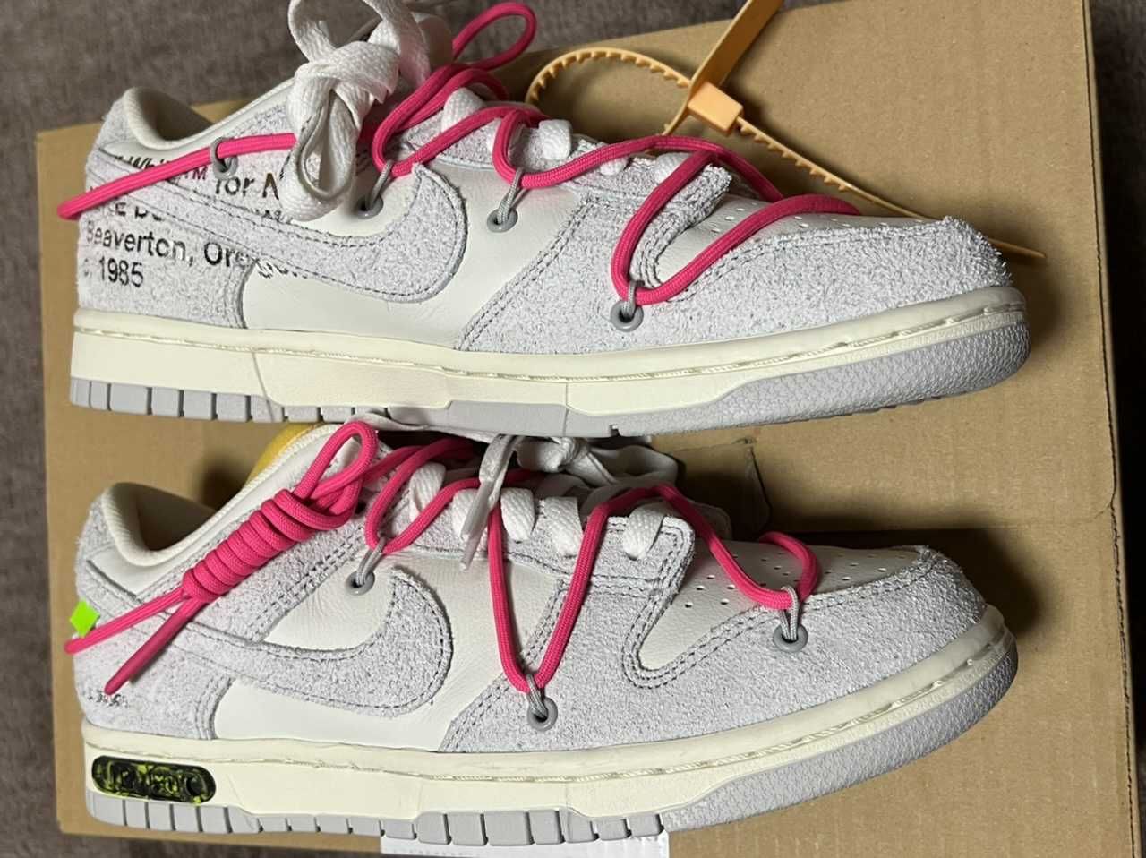 Off-White × Nike Dunk Low "Sail/Neutral Gray/Hyper Pink"