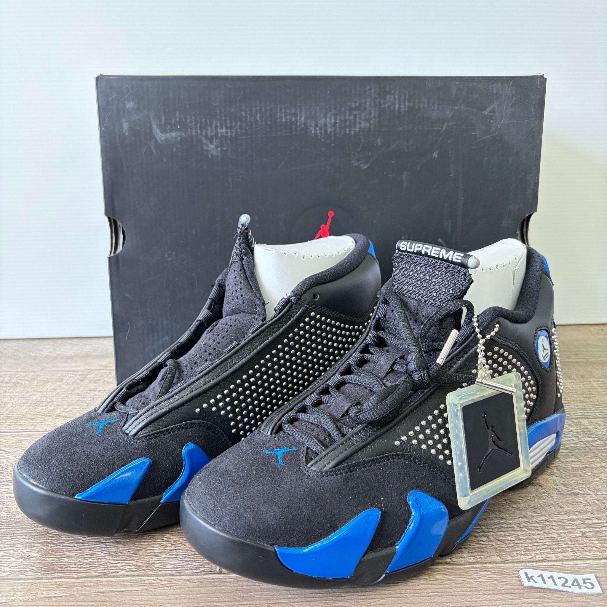 Supreme × Nike Air Jordan 14 Retro "Black/Varsity Royal/Chrome"
