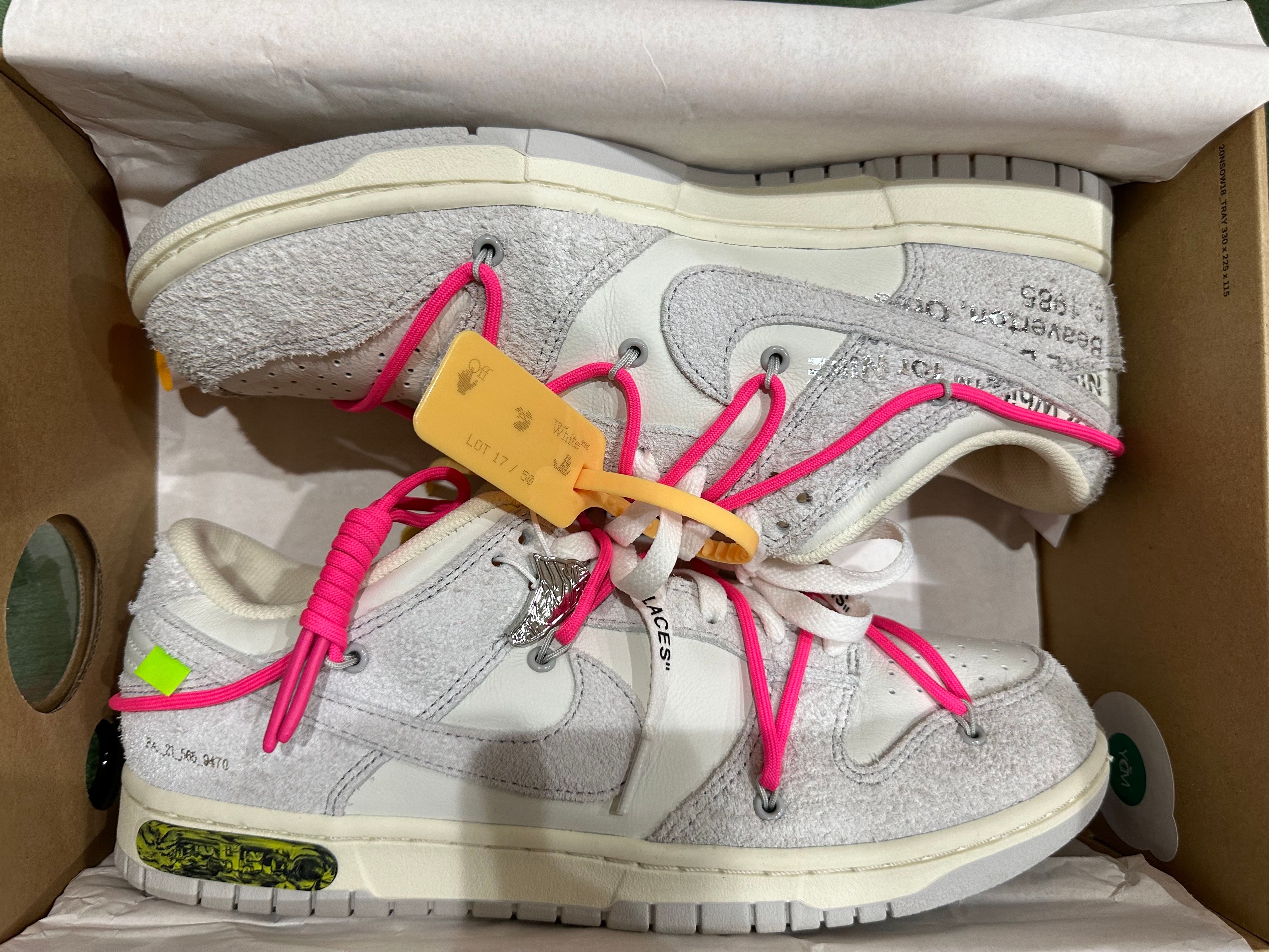 Off-White × Nike Dunk Low "Sail/Neutral Gray/Hyper Pink"