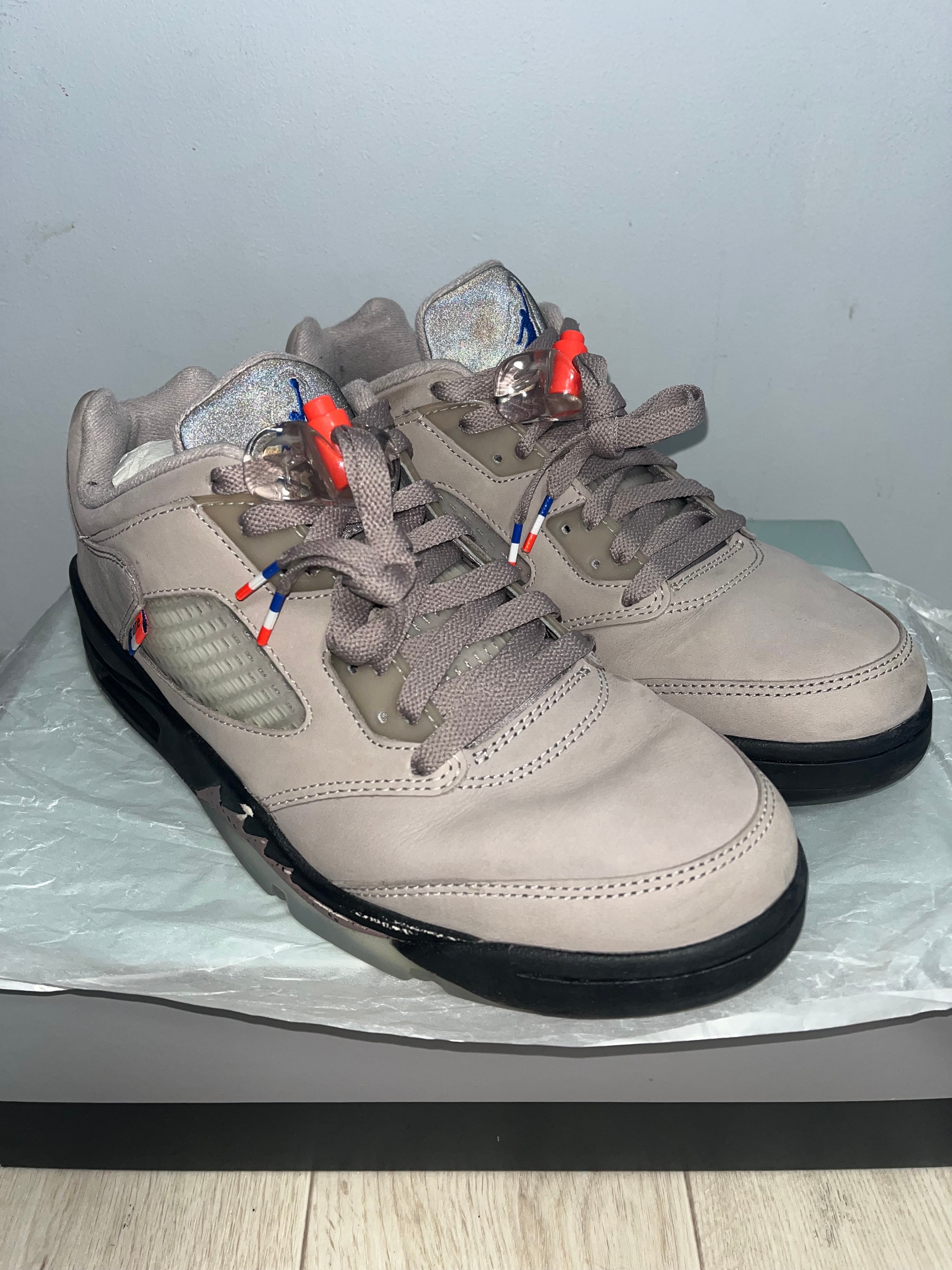 Paris Saint-Germain (PSG) × Nike Air Jordan 5 Retro Low "Pumice/Game Royal-Black-Plum Eclipse"