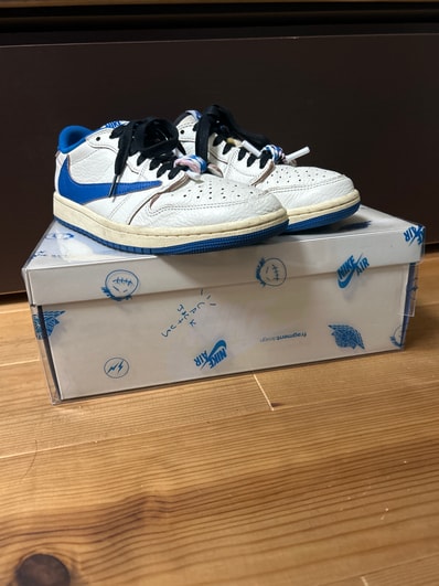 Travis Scott × fragment design × Nike Air Jordan 1 Low OG "Sail/Military Blue"
