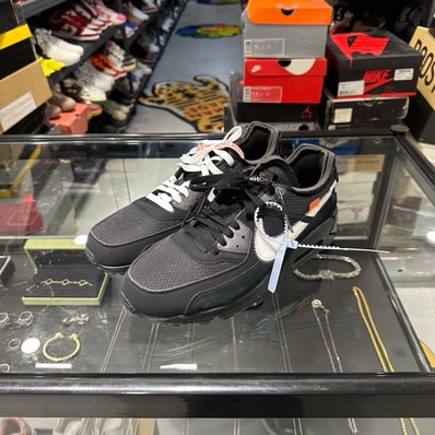 Off-White × Nike Air Max 90 "Black/Black-Cone-White"