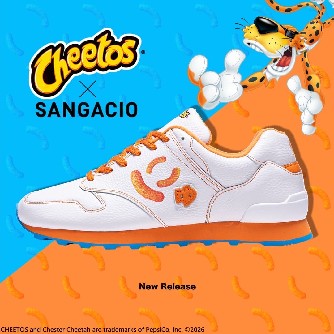 サンガッチョ にゅ〜ずWhite/orange スニーカー チートス × サンガッチョ にゅ～ず 