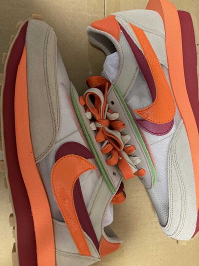 CLOT × Sacai × Nike LD Waffle "Orange Blaze"