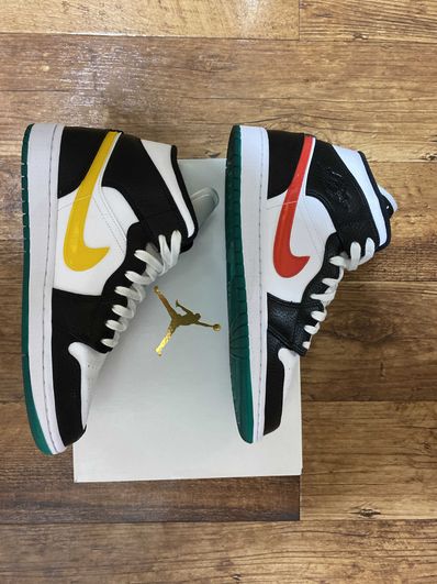 Nike Women's Air Jordan 1 Mid "White/Red/Yellow"