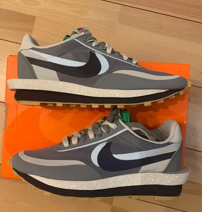 CLOT × Sacai × Nike LD Waffle "Grey Obsidian/Cool Grey"