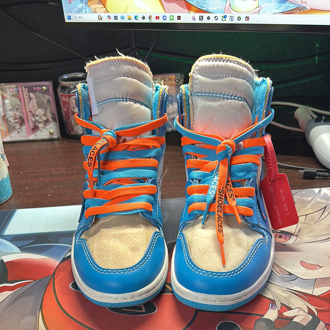 Off-White × Nike Air Jordan 1 High UNC "White/Dark Powder Blue"