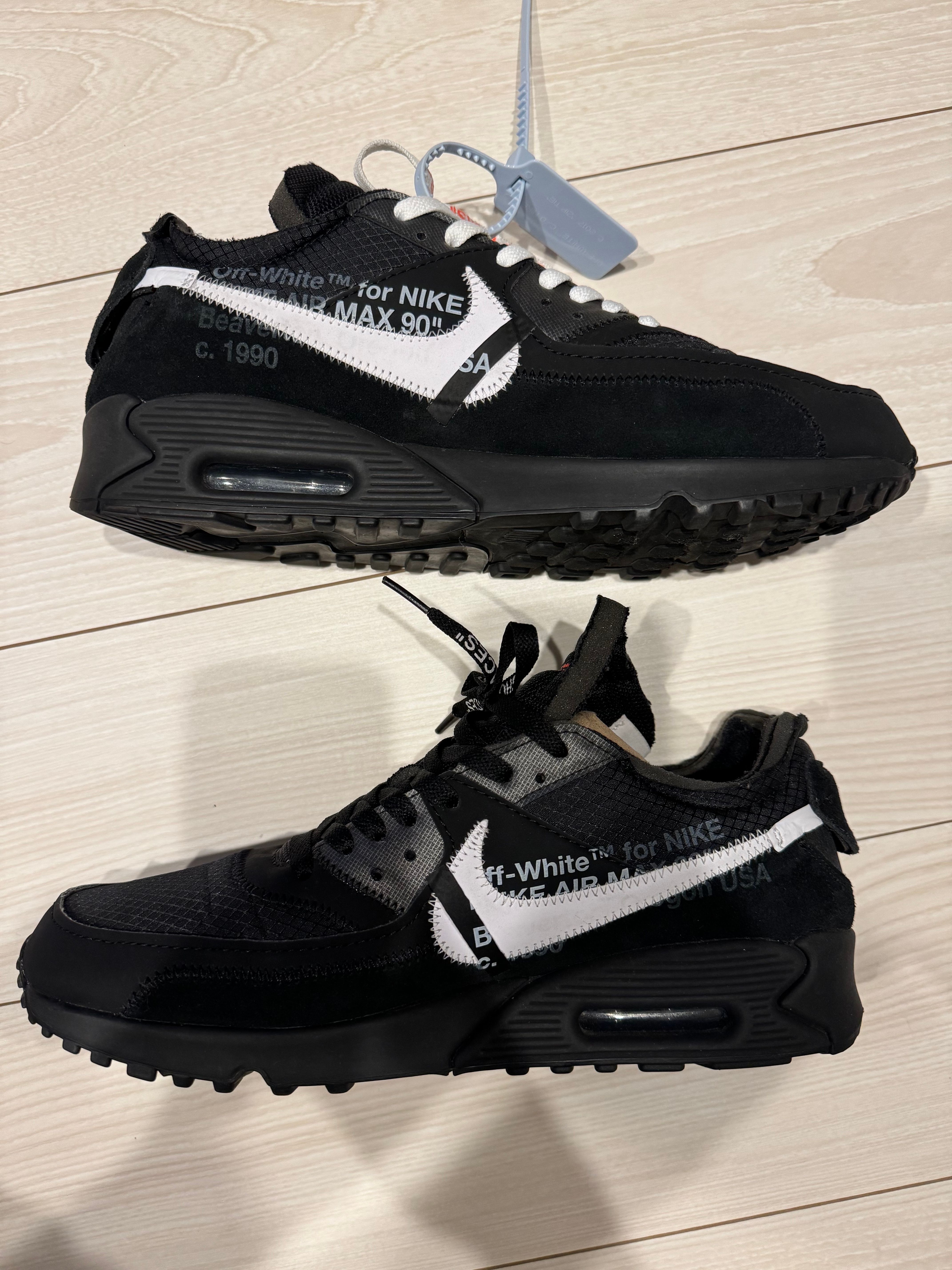 Off-White × Nike Air Max 90 "Black/Black-Cone-White"