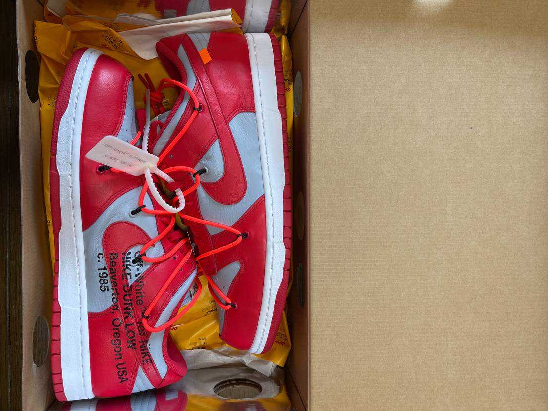 Off-White × Nike Dunk Low "University Red/Wolf Grey"