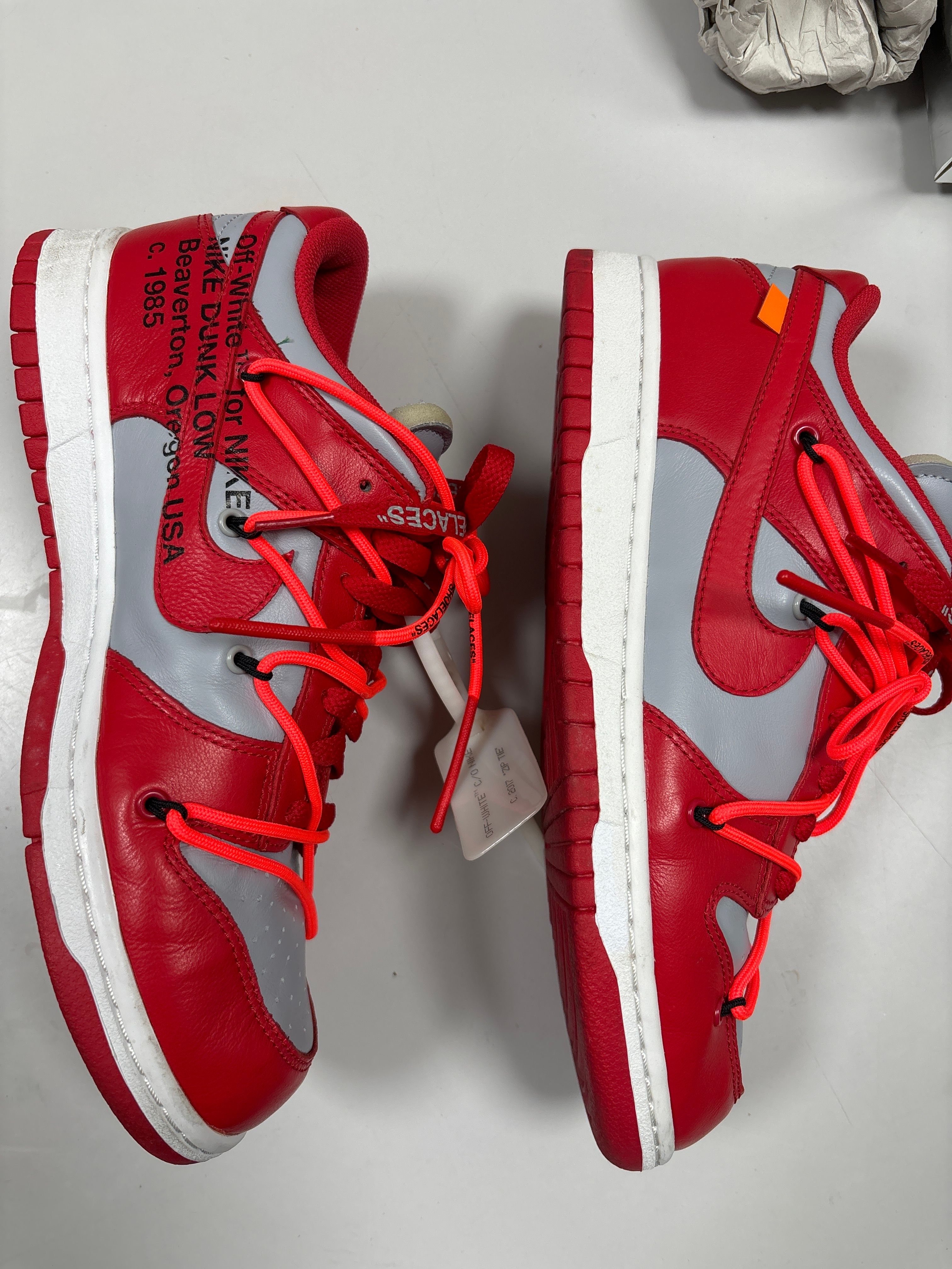 Off-White × Nike Dunk Low "University Red/Wolf Grey"