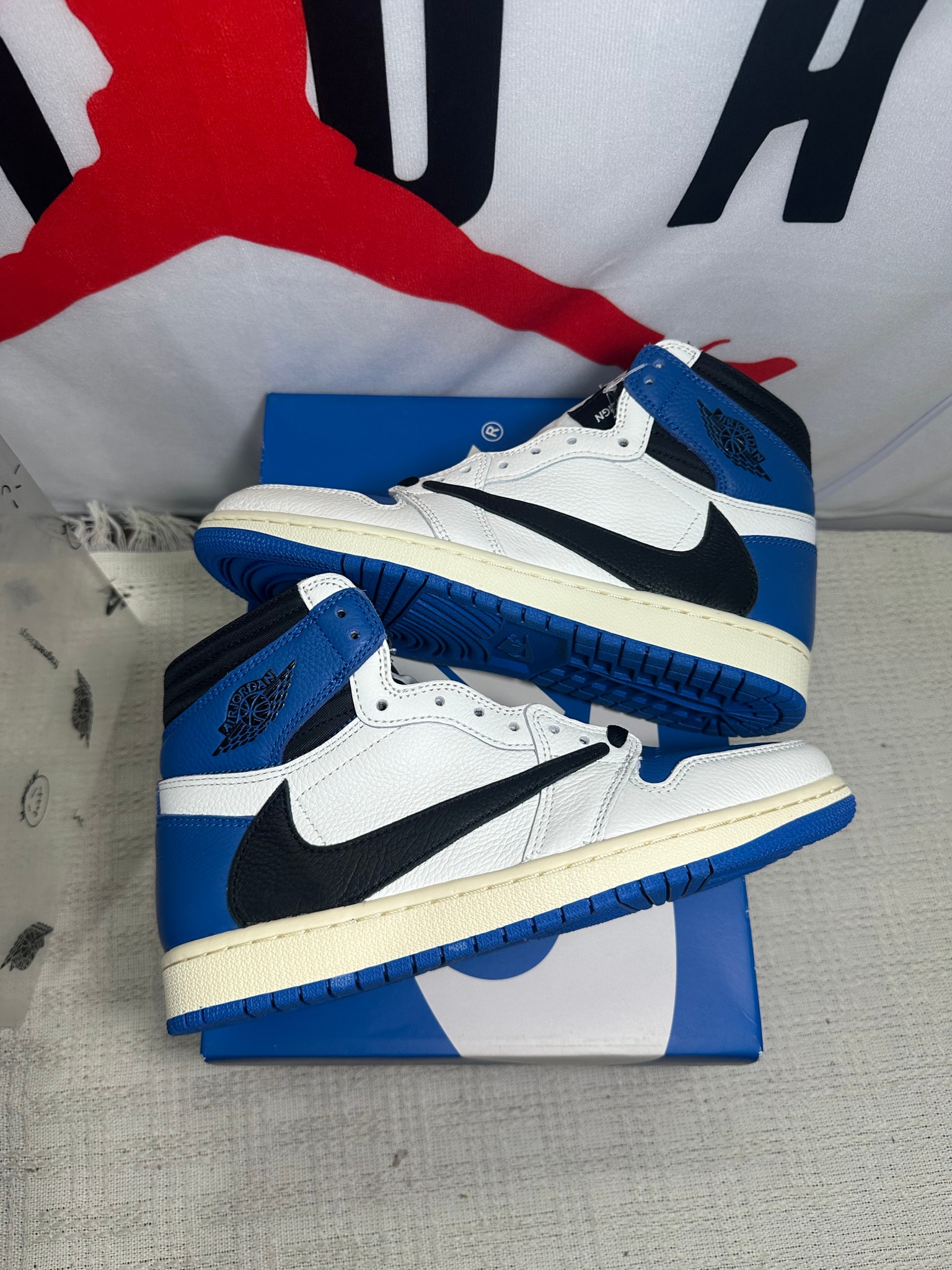 Travis Scott × fragment design × Nike Air Jordan 1 Retro High OG SP "Military Blue"