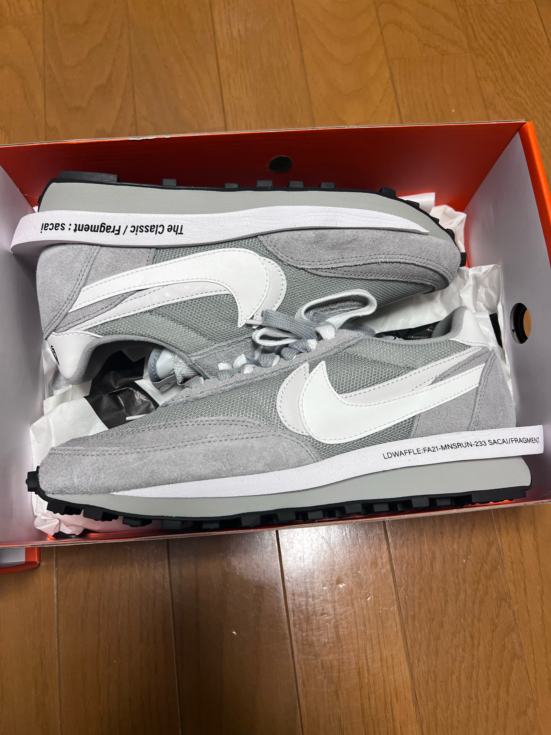 fragment design × sacai × Nike LD Waffle "Light Smoke Grey"