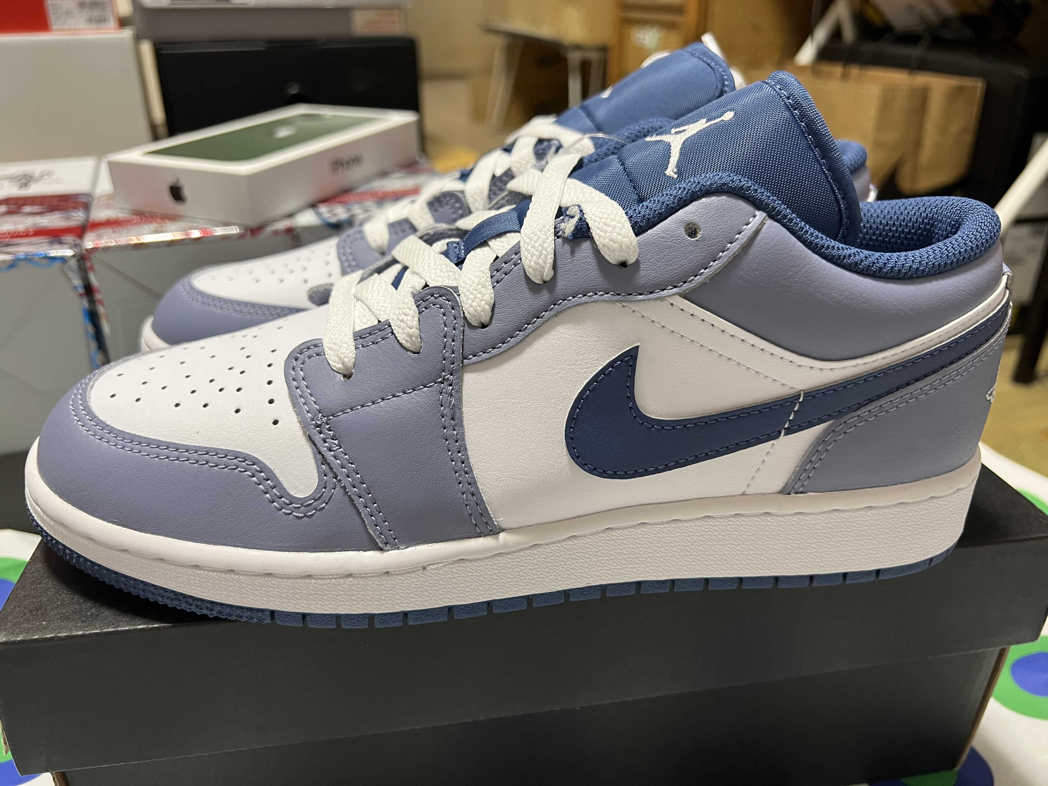 Nike GS Air Jordan 1 Low "White/Steel Blue"