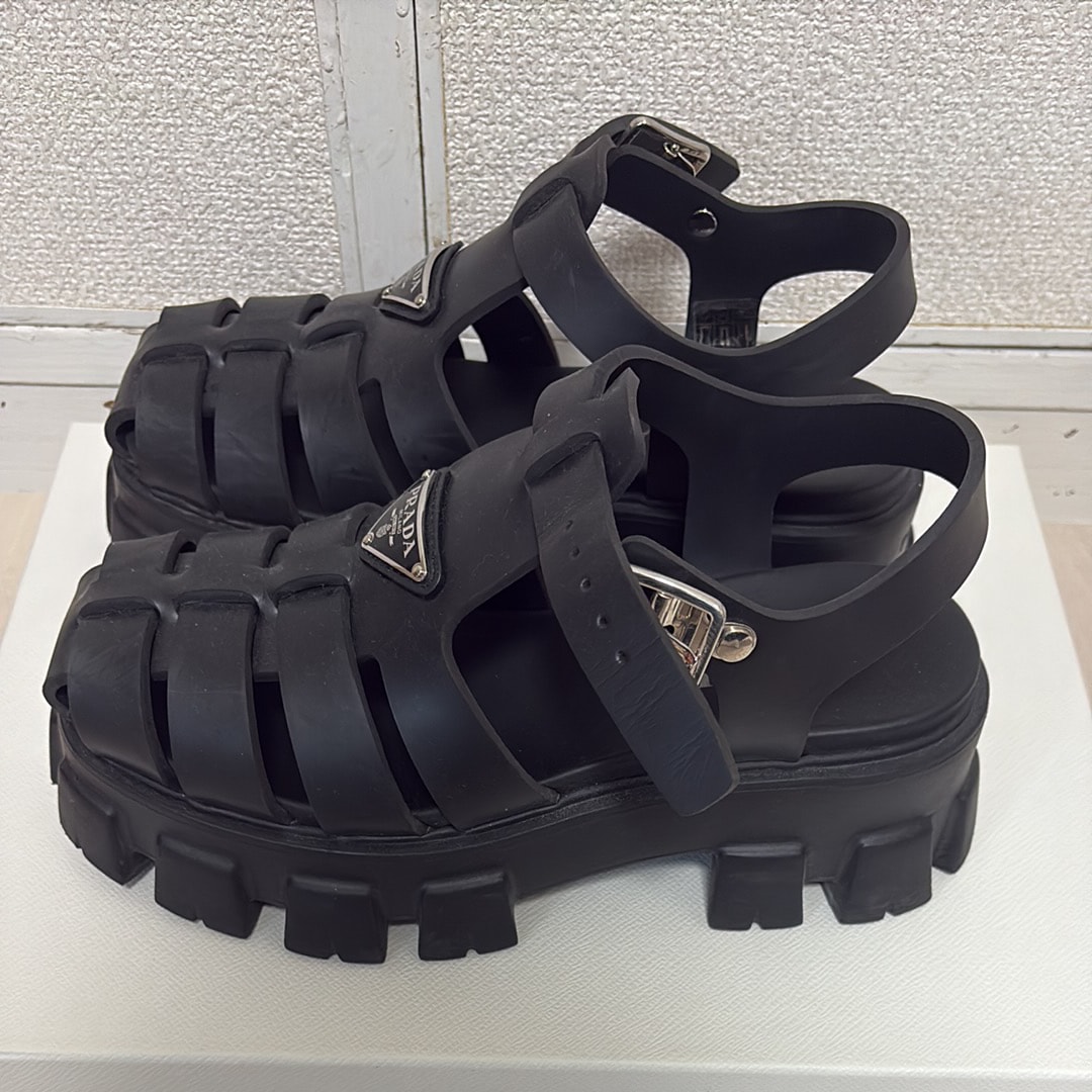 PRADA Monolith Rubber Sandals "Black"