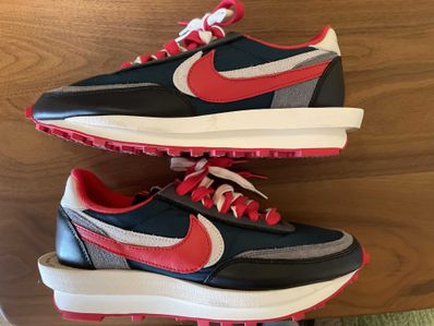 UNDERCOVER × sacai × Nike LD Waffle "Midnight Spruce/Pale Ivory-Dark Grey-University Red"