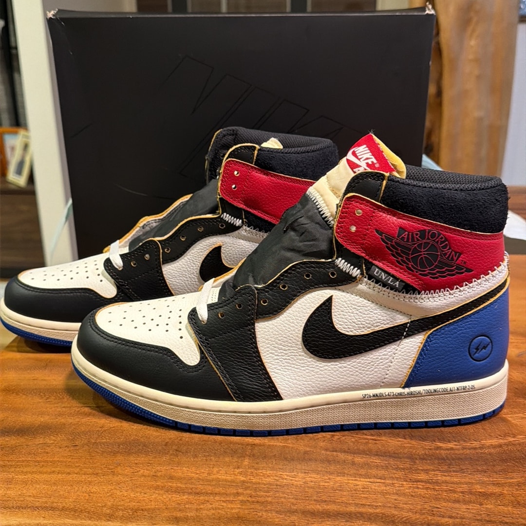 fragment design × UNION × Nike Air Jordan 1 High OG "Black/Varsity Red"