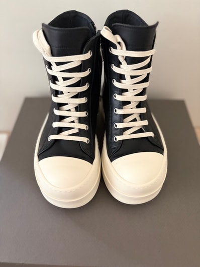 Rick Owens SS26 Mega Bumper Sneaks "Black/Milk"