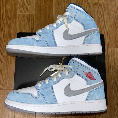 Nike GS Air Jordan 1 Mid "White/University Blue/Grey"