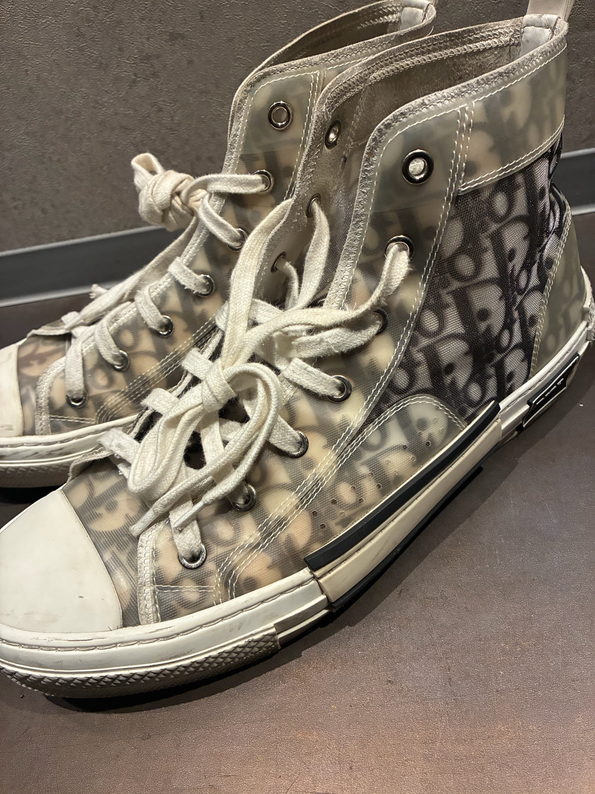 Dior B23 High Top Sneaker Dior Oblique Canvas "Clear"