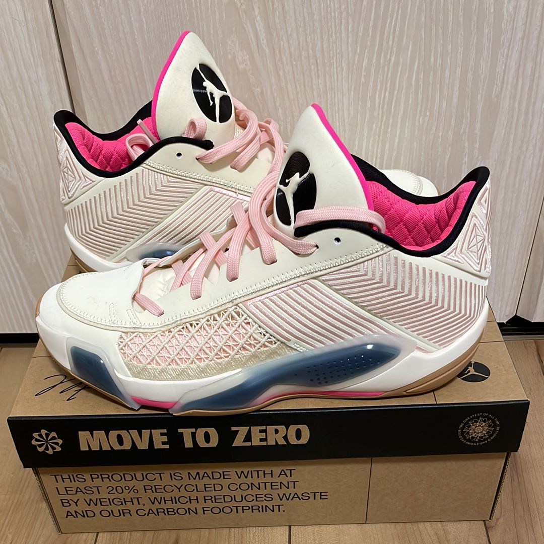 美品　エアジョーダン 38 LOW PF ホワイト/ピンク エア ジョーダン 38 LOW PF メンズ バスケットボールシューズ