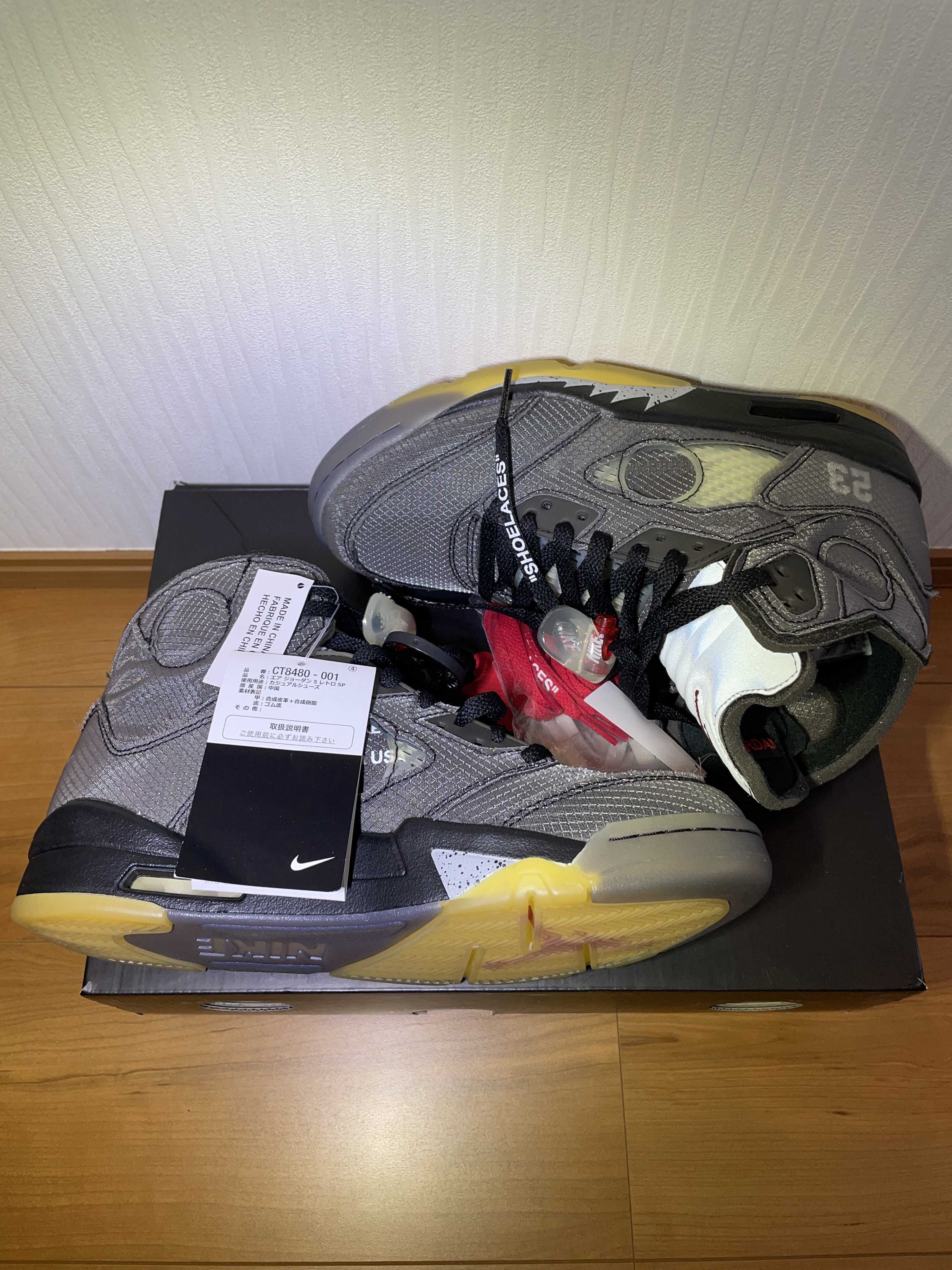 Off-White × Nike Air Jordan 5 "Black/Muslin/Fire Red"