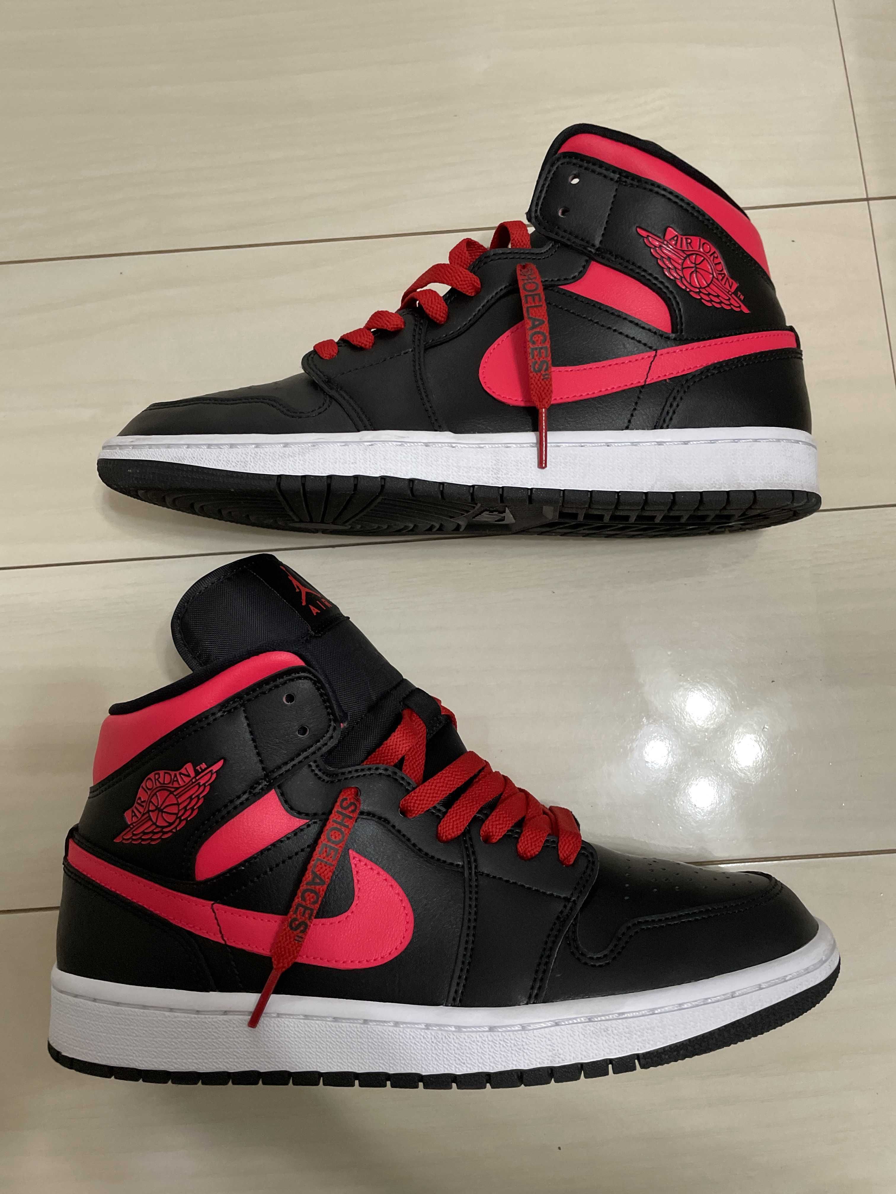 NIKE Women's AIR JORDAN 1 MID "BLACK/SIREN RED/WHITE"
