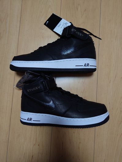 Stussy × Nike Air Force 1 Mid "Black/Black"