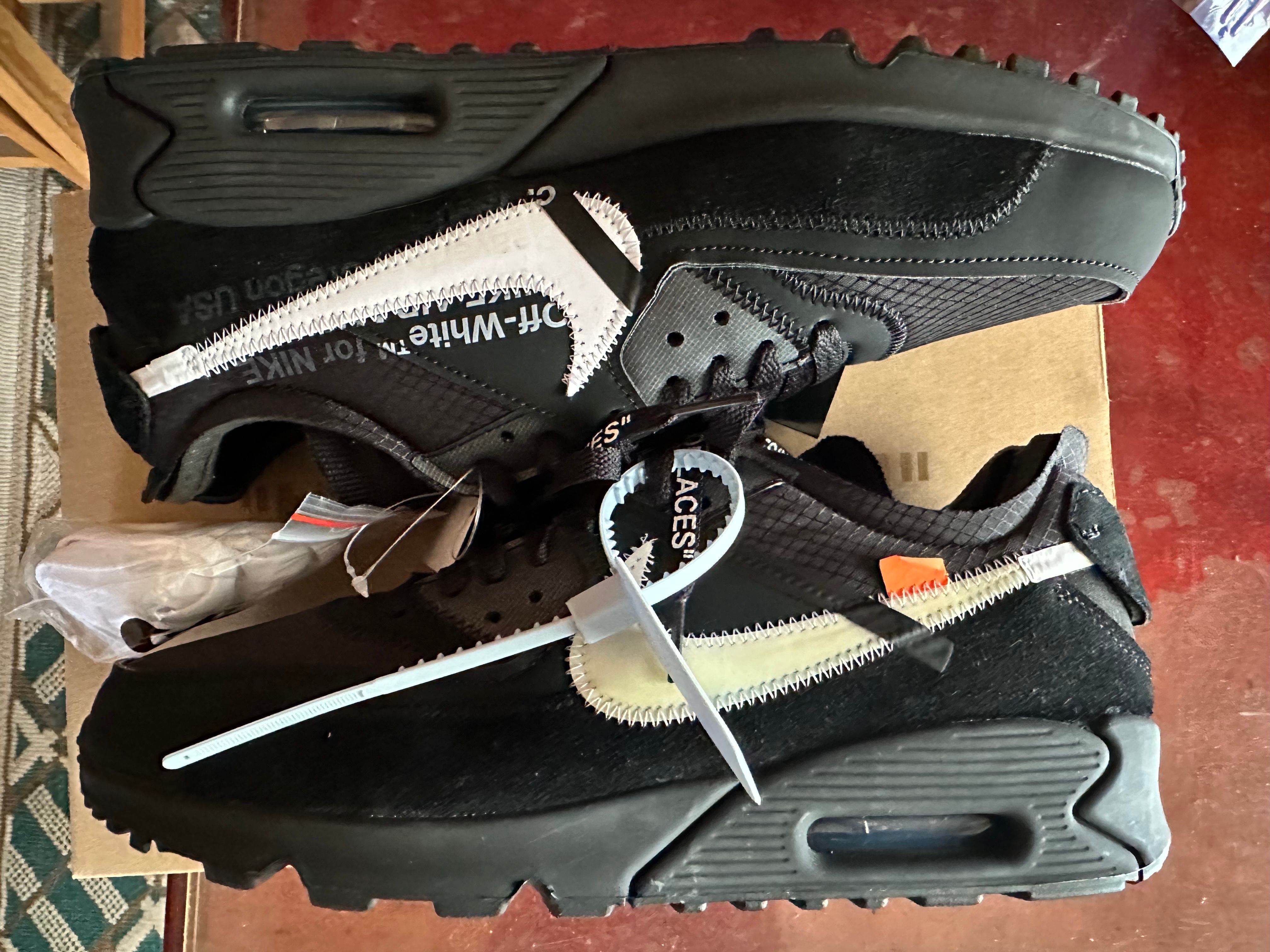 Off-White × Nike Air Max 90 "Black/Black-Cone-White"