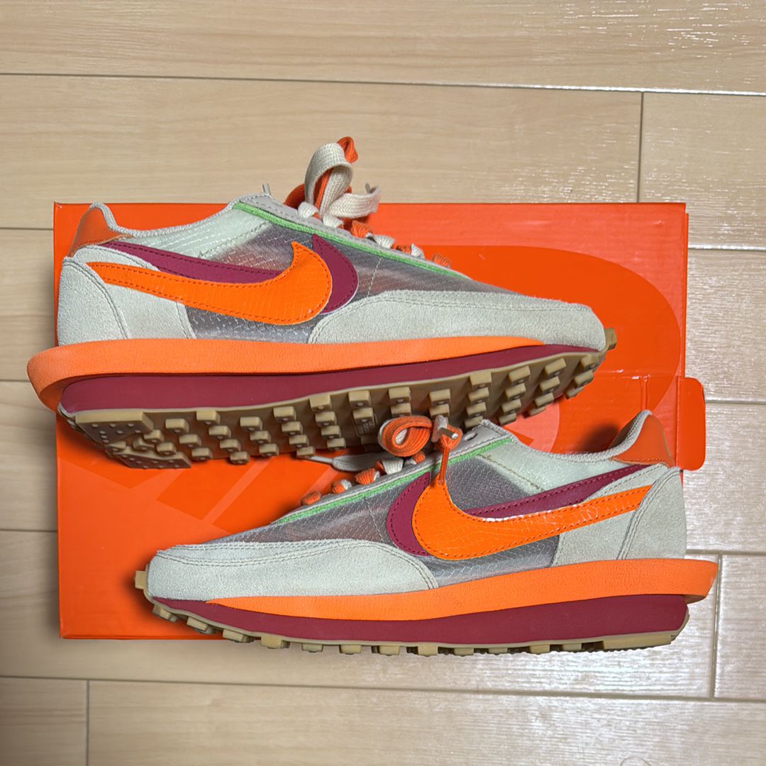 CLOT × Sacai × Nike LD Waffle "Orange Blaze"
