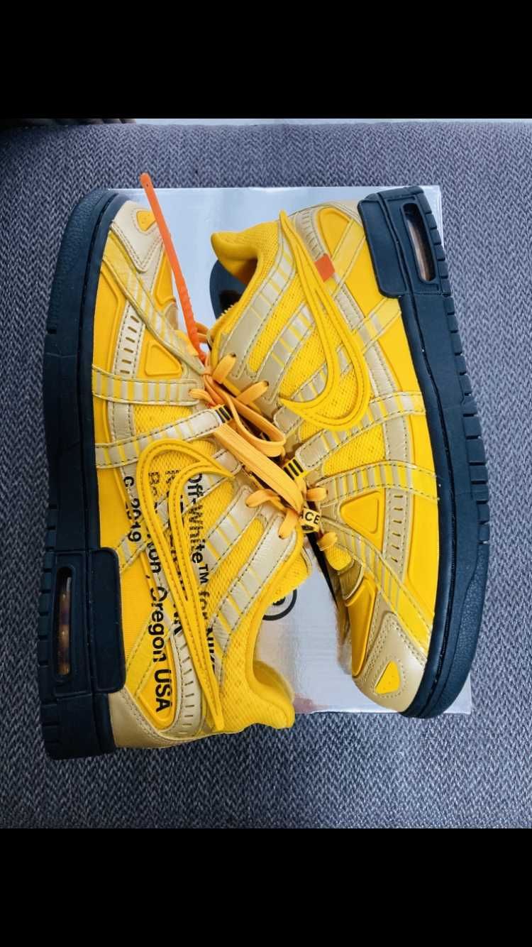 Off-White × Nike Air Rubber Dunk "University Gold" 