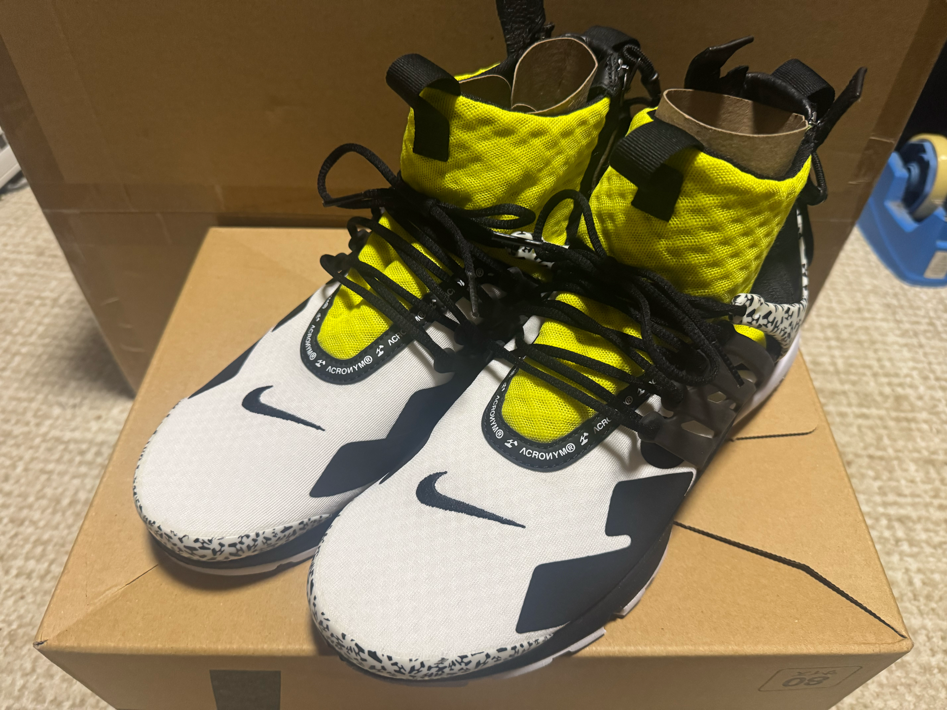 ACRONYM × Nike Air Presto Mid "White/Black/Dynamic Yellow"
