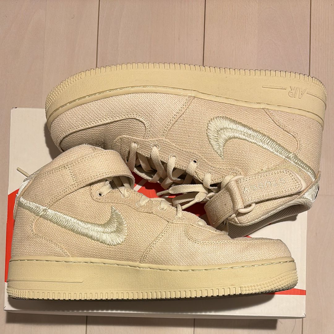 Stussy × Nike Air Force 1 Mid "Fossil Stone"