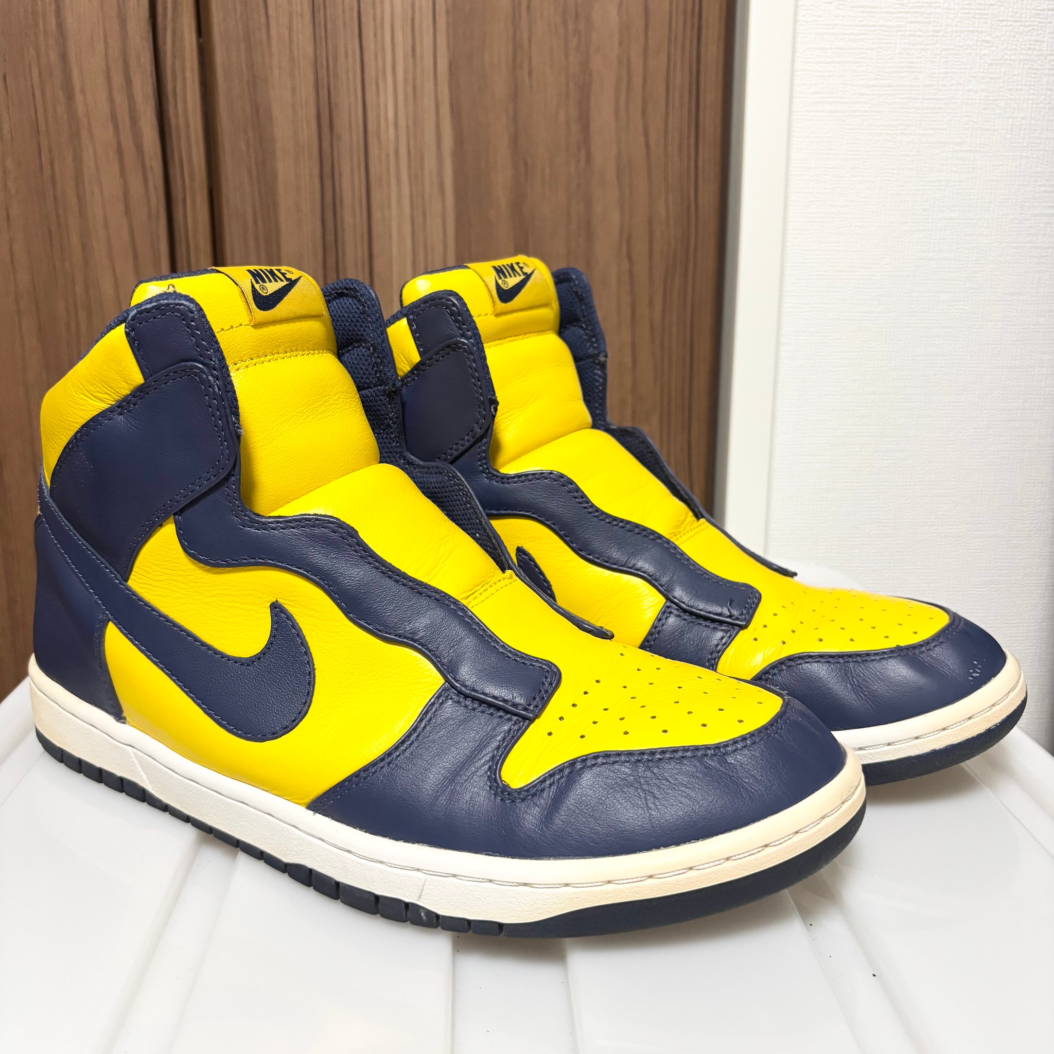 sacai × Nike Women's Dunk High Lux "Midnight Navy/Varsity Maize"