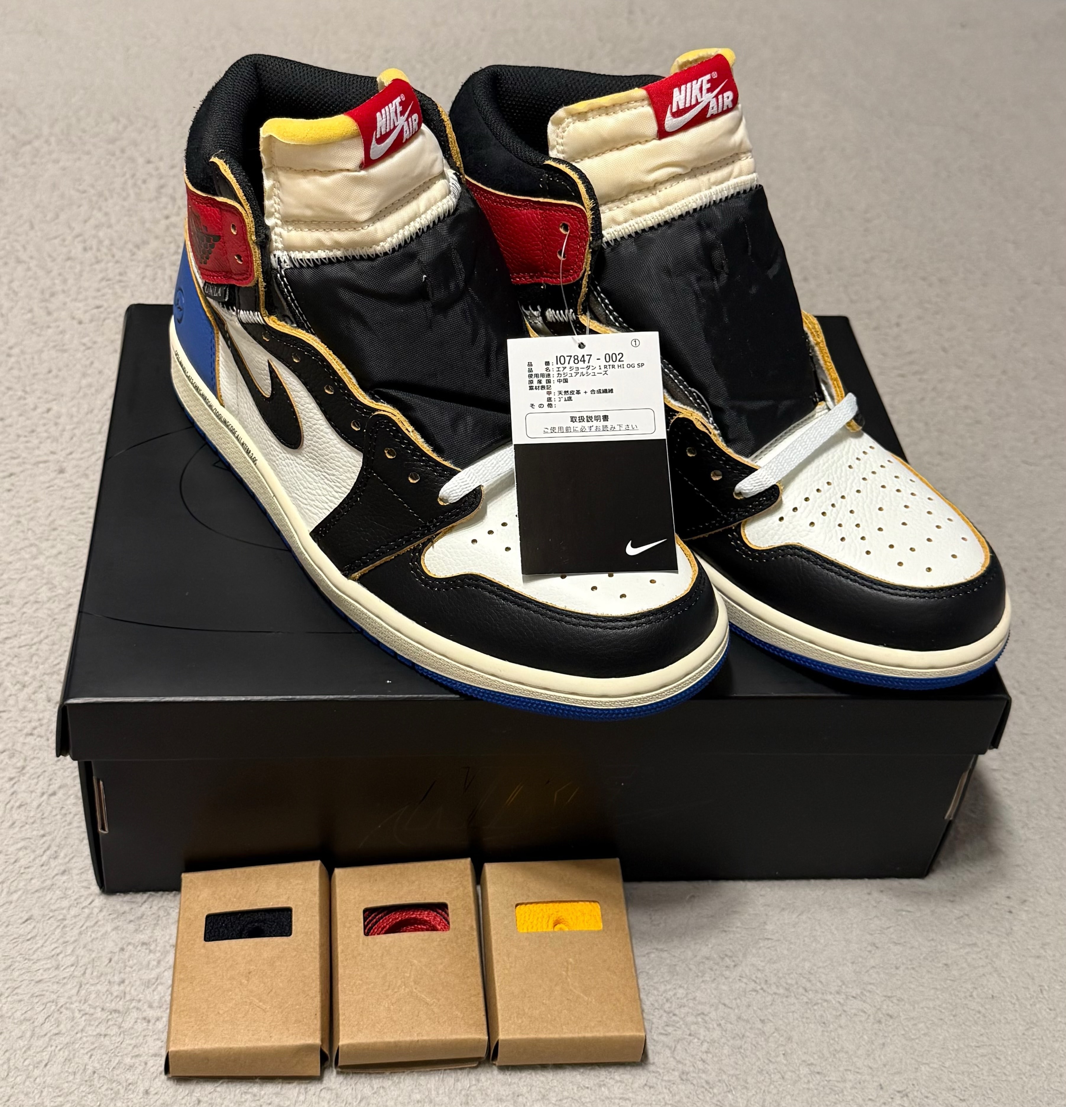 fragment design × UNION × Nike Air Jordan 1 High OG "Black/Varsity Red"