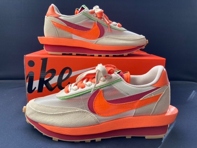 CLOT × Sacai × Nike LD Waffle "Orange Blaze"
