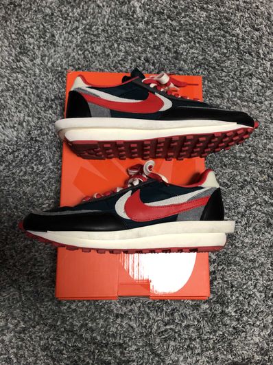 UNDERCOVER × sacai × Nike LD Waffle "Midnight Spruce/Pale Ivory-Dark Grey-University Red"