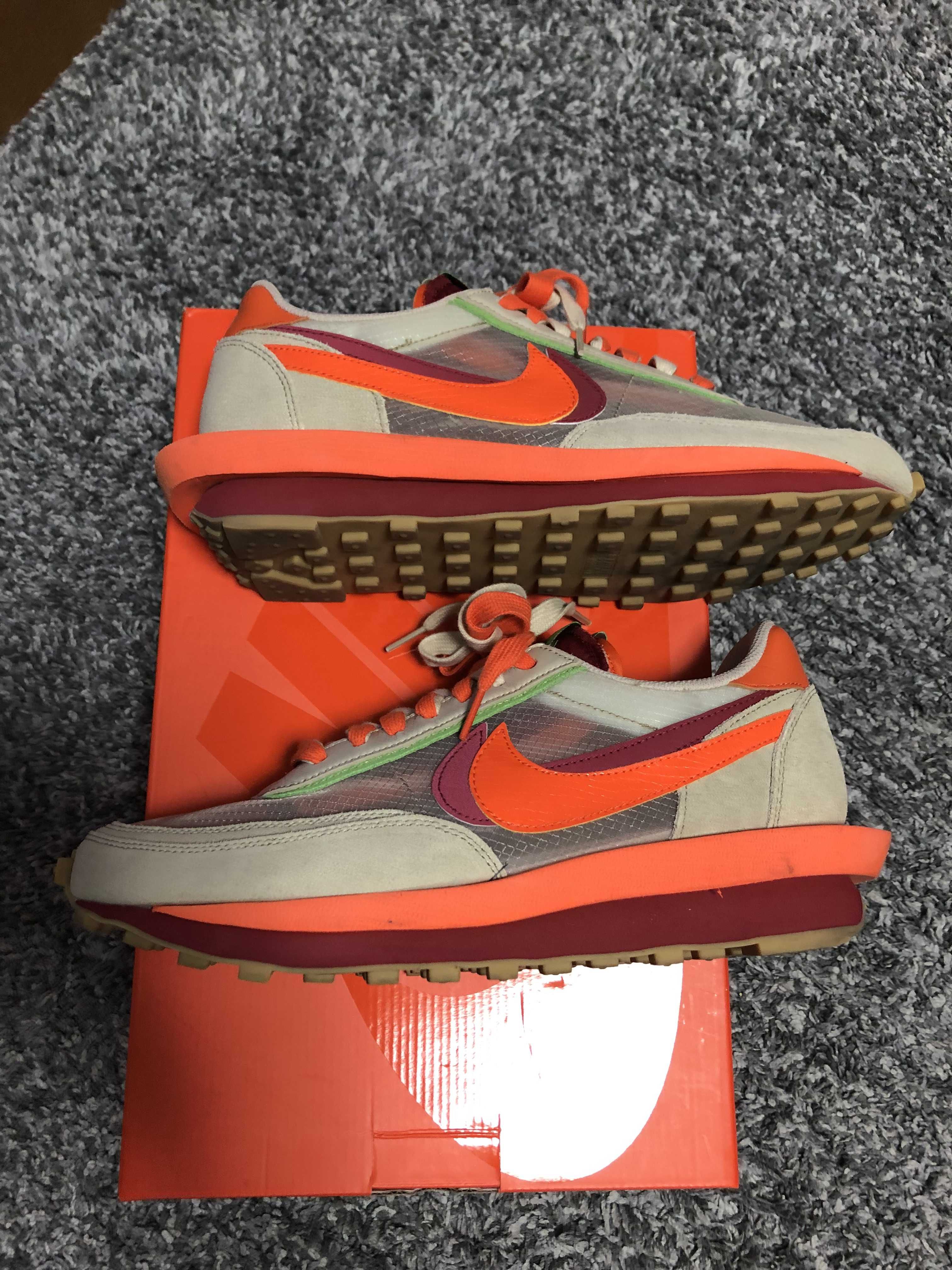 CLOT × Sacai × Nike LD Waffle "Orange Blaze"