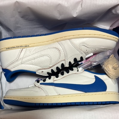 Travis Scott × fragment design × Nike Air Jordan 1 Low OG "Sail/Military Blue"