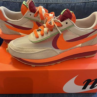 CLOT × Sacai × Nike LD Waffle "Orange Blaze"