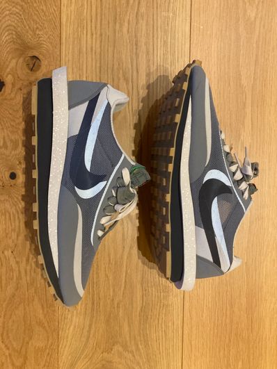 CLOT × Sacai × Nike LD Waffle "Grey Obsidian/Cool Grey"