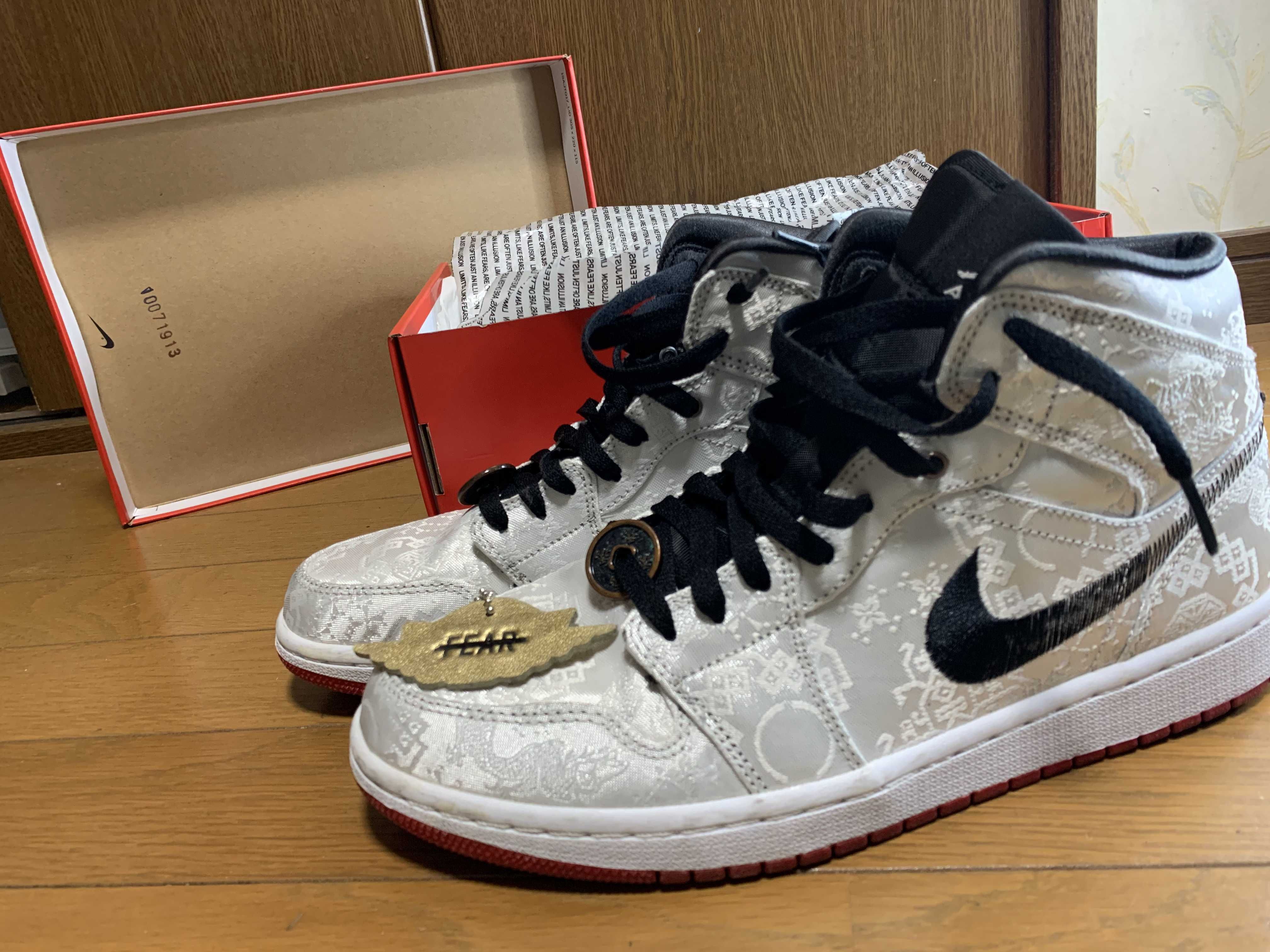 CLOT × Nike Air Jordan 1 Mid SE Fearless "White/Black/Red"