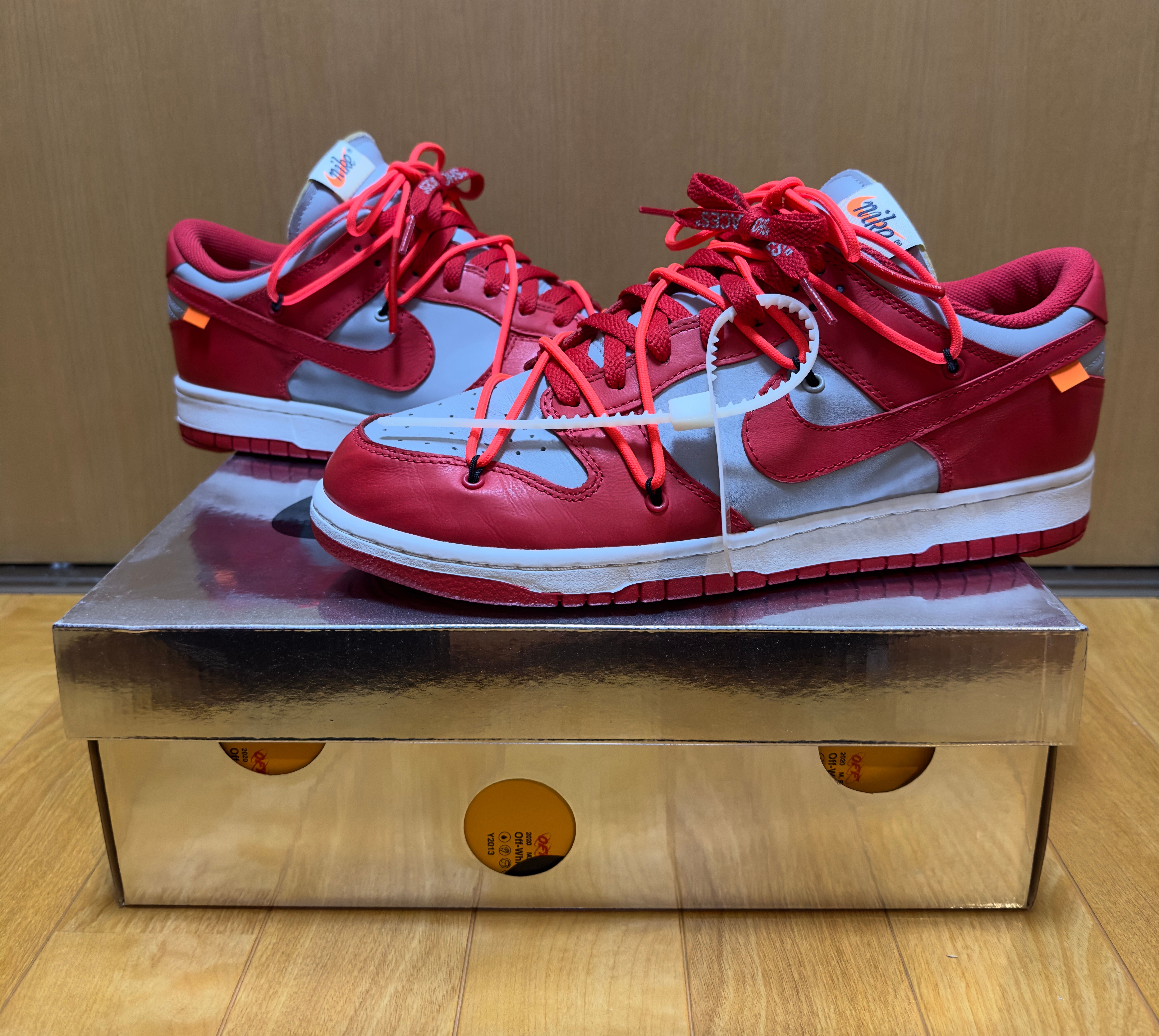 Off-White × Nike Dunk Low "University Red/Wolf Grey"