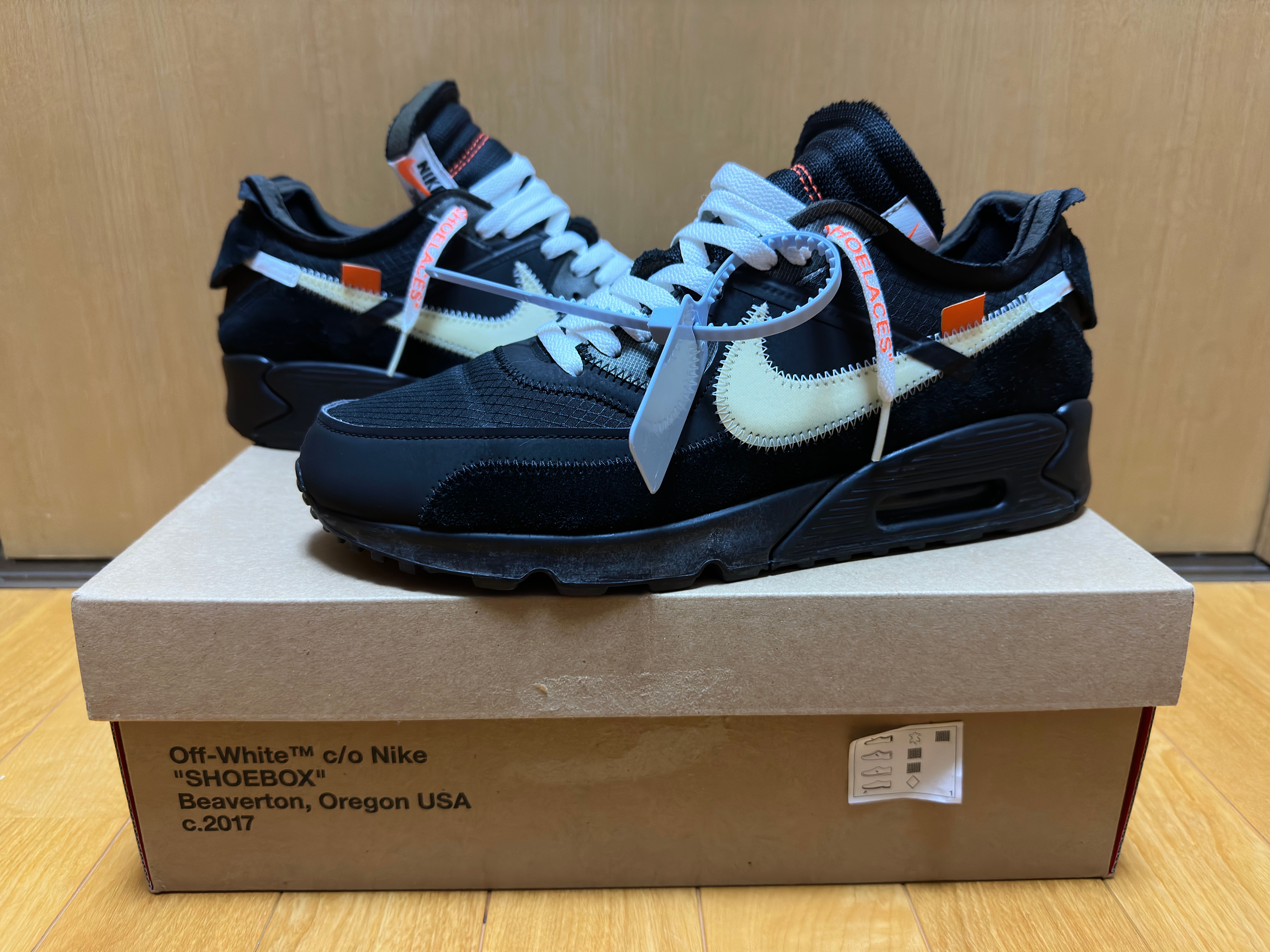 Off-White × Nike Air Max 90 "Black/Black-Cone-White"
