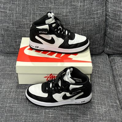 Stussy × Nike Air Force 1 Mid "Black and Light Bone"