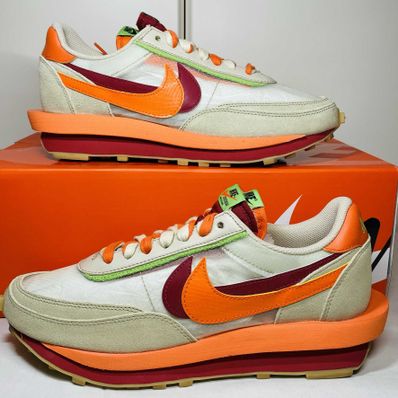 CLOT × Sacai × Nike LD Waffle "Orange Blaze"