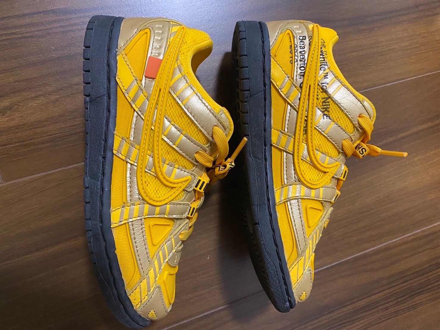Off-White × Nike PS Air Rubber Dunk "University Gold"