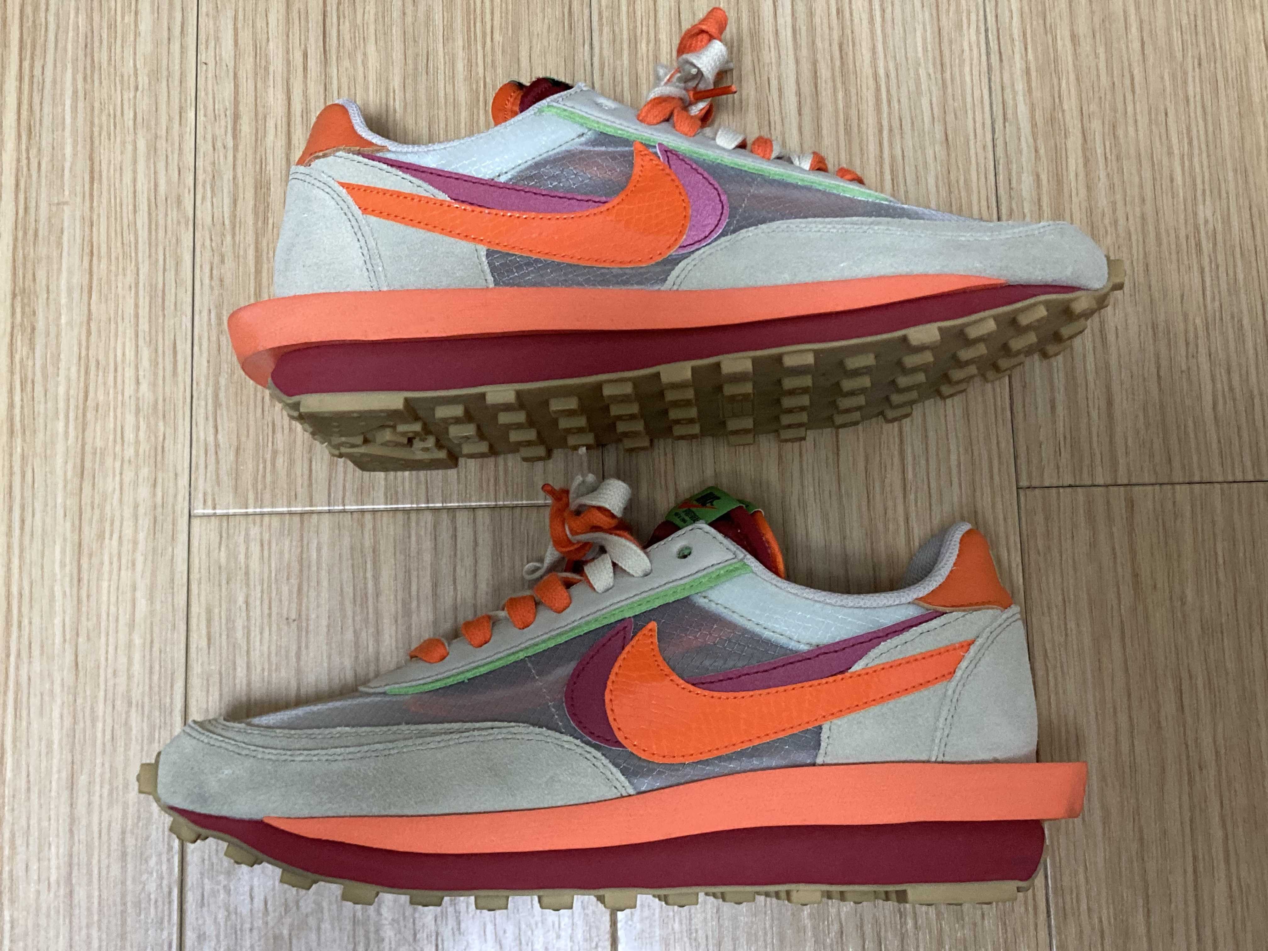 CLOT × Sacai × Nike LD Waffle "Orange Blaze"