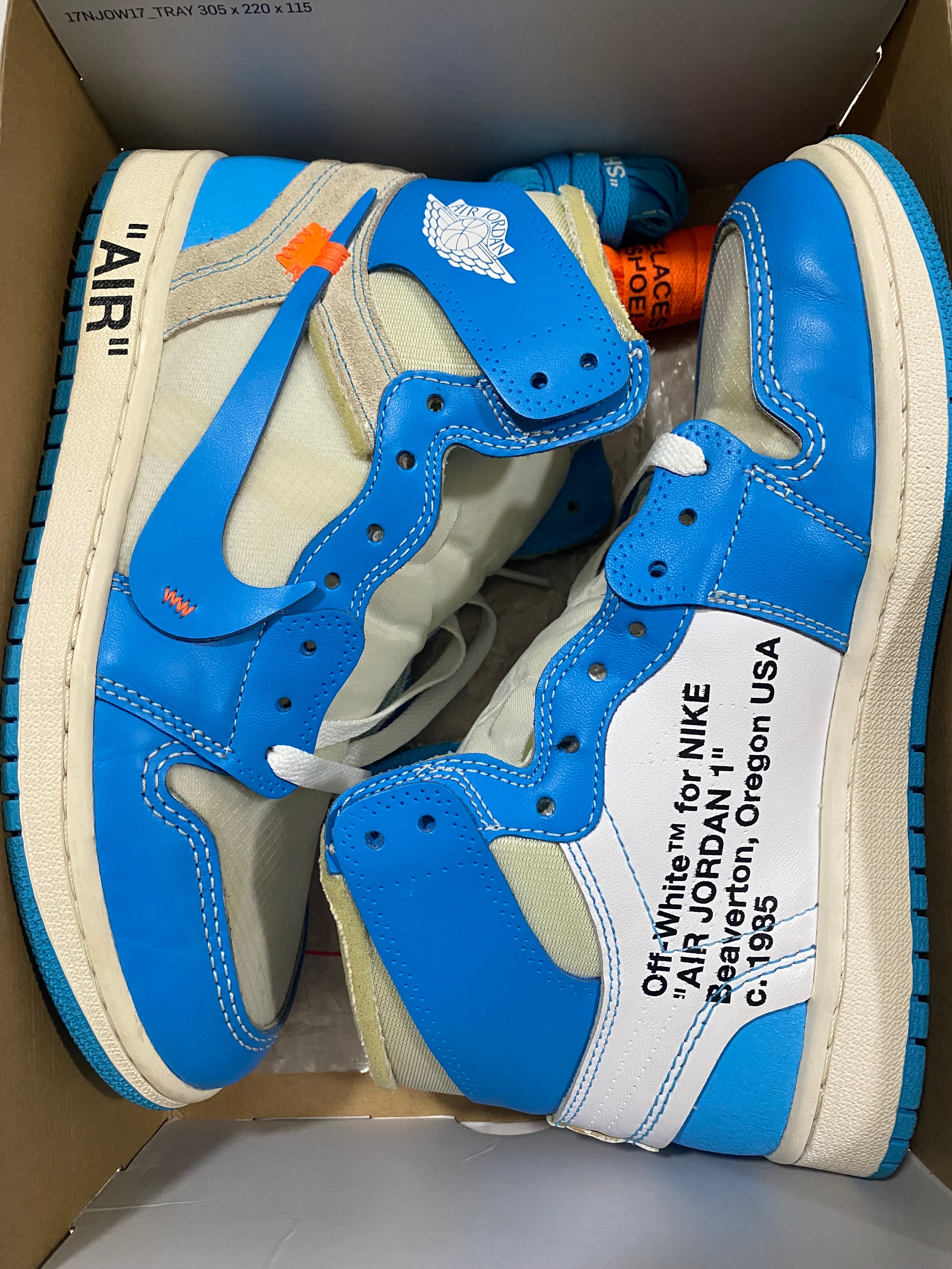 Off-White × Nike Air Jordan 1 High UNC "White/Dark Powder Blue"