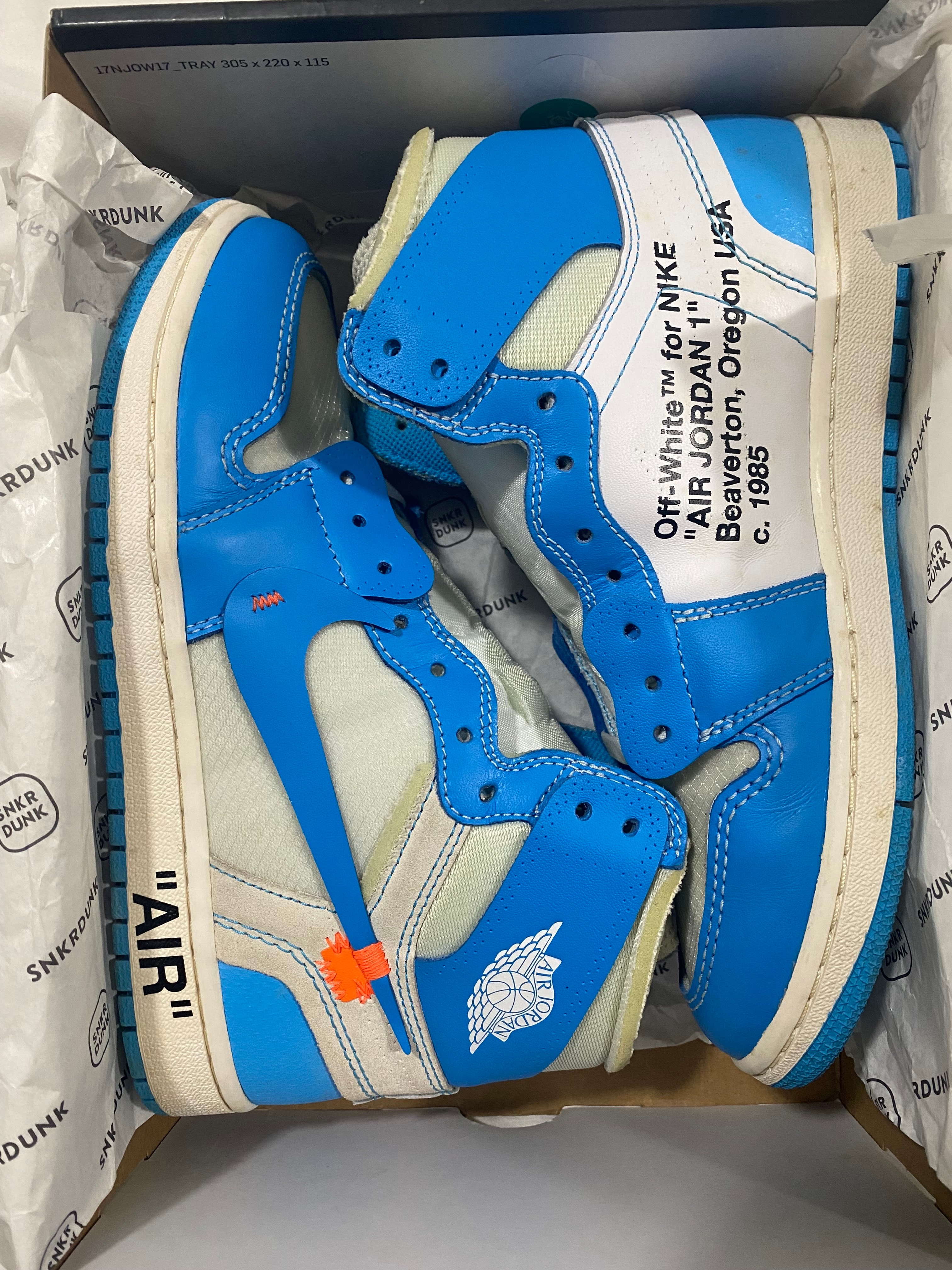 Off-White × Nike Air Jordan 1 High UNC "White/Dark Powder Blue"
