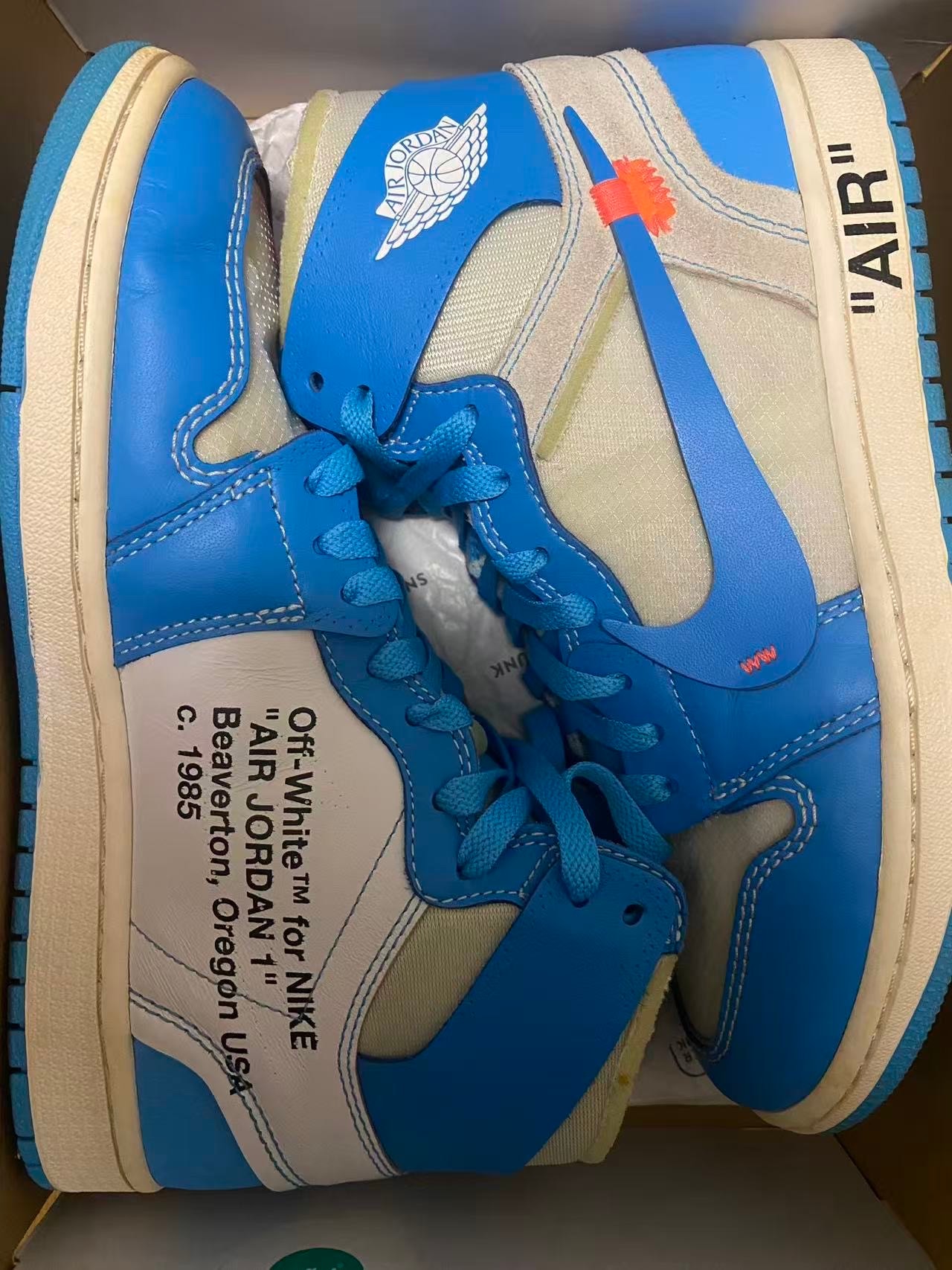 Off-White × Nike Air Jordan 1 High UNC "White/Dark Powder Blue"